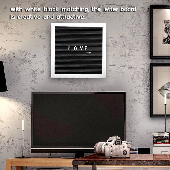 M Buder 10x10 Inches / 25.4x25.4 cm DIY Plastic Message Letter Board with 1 Set Changeable White Letters and Numbers for Home Decor (White Frame)