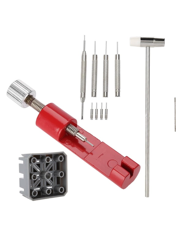 11-Piece Professional Watch Repair Tool Kit, Adjustable Band Strap Link Pin Remover Set with Hammer, Holder and Punches, Multicolor (7.48 inches / 19 cm)
