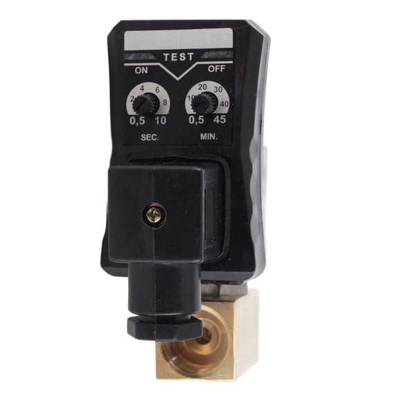 M Buder 110V AC Electronic Timed Automatic Drain Valve for Air Compressor and Air Dryer, 1/2-Inch Brass 2-Way Direct-Acting Solenoid Valve with Flame Retardant ABS Timer Shell (1/2 in / 1.27 cm)