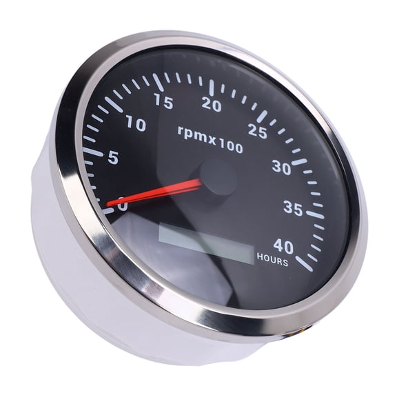 M Buder 110mm 4.33 in Tachometer Gauge 4000 RPM with Hour Meter 7 Color Backlight Universal Fit for Car Truck Boat RV DC 9-32V Black Dial Silver Bezel