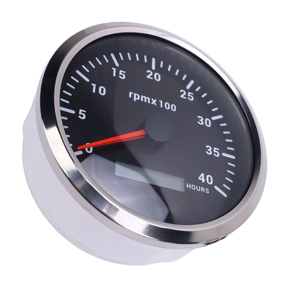 M Buder 110mm 4.33 in Tachometer Gauge 4000 RPM with Hour Meter 7 Color Backlight Universal Fit for Car Truck Boat RV DC 9-32V Black Dial Silver Bezel
