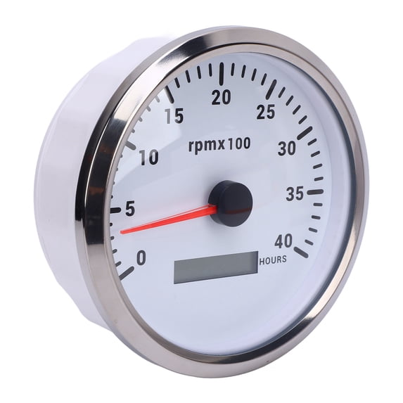 M Buder 110mm 4.33 in Universal Tachometer Gauge 4000 RPM with Hour Meter 7 Color Backlight DC 9-32V Marine Automotive Replacement White Dial Silver Bezel