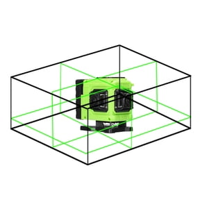 M Buder 12 Lines Green Light Laser Level Tool, 3x360 Cross Line 3° Self-Leveling, Rechargeable Battery, Remote Control & Bag for Construction Flooring DIY - Green, US Plug 110V