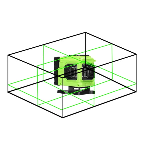 M Buder 12 Lines Green Light Laser Level Tool, 3x360 Cross Line 3° Self-Leveling, Rechargeable Battery, Remote Control & Bag for Construction Flooring DIY - Green, US Plug 110V
