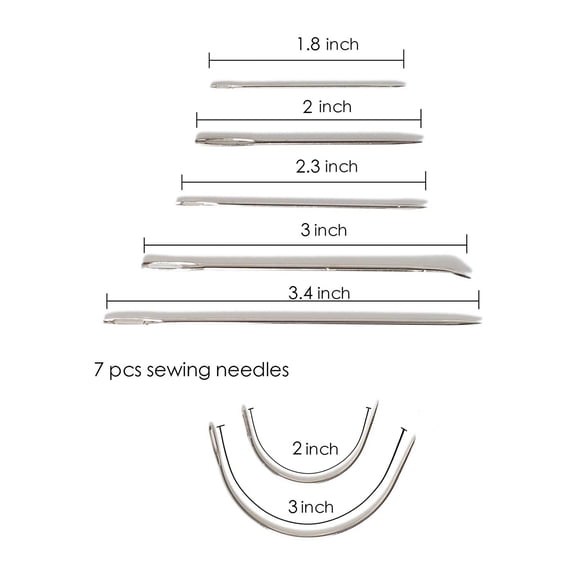 M Buder 12 Pieces Leather Craft Tools Kit with Sewing Needles Waxed Thread Cords Stitching Awl and Sewing Thimble for DIY Leather Repair (6.3 inches / 16 cm)
