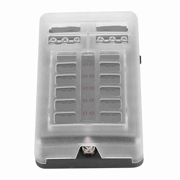 M Buder 12-Way Blade Fuse Holder Box 1 In 12 Out Block with LED Indicator & 24pcs Fuses for Car Truck Boat RV