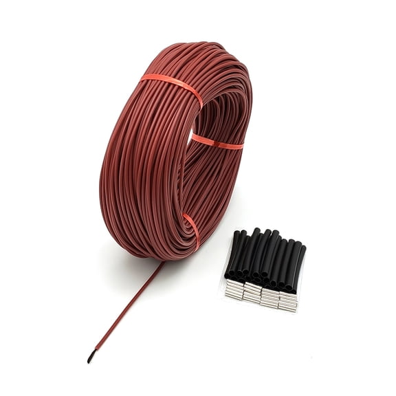 M Buder 12K 33 Ohm Carbon Fibre Heating Wire, 65.6 ft / 20 m Floor Heating Cable, 200°C High Temp Resistance Silicone Rubber Warm Floor Accessory for Home Solutions