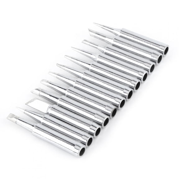 M Buder 12Pcs Lead Free Replacement Soldering Solder Iron Tips Station Tool Kit, Universal Copper Heat Resistant Welding Tips, 16.93 inches / 43 cm Length