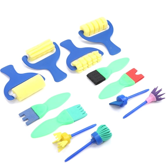 M Buder 12Pcs Sponge Painting Brushes EVA Stamp Roller DIY Early Learning Tools Toddlers Kids Paint Set