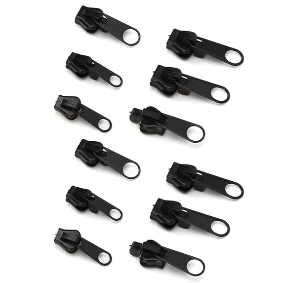 M Buder 12Pcs Universal Zipper Head Repair Kit Replacement for DIY Jackets Jeans Trousers Coats Wallets, Black
