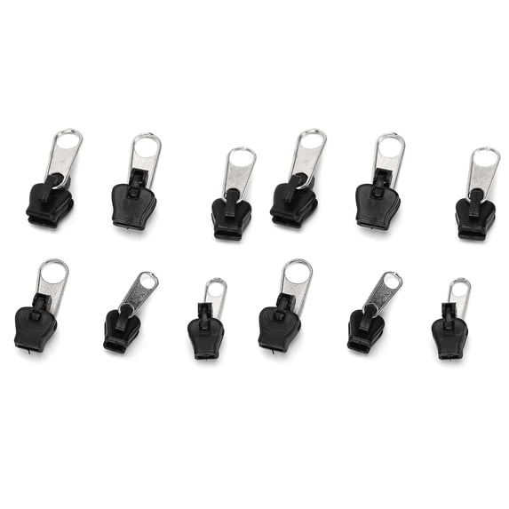 M Buder 12Pcs Universal Zipper Head Repair Kit Replacement for DIY Jackets Jeans Trousers Coats Wallets, Silver