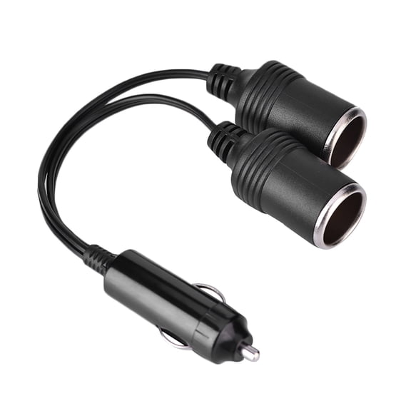 M Buder 12V/24V Car Charger Plug Male to 2-Way Female Cigarette Socket Extension Cord Cable Adapter with Plastic Case Copper Wire 9.4 Inches 10A Output