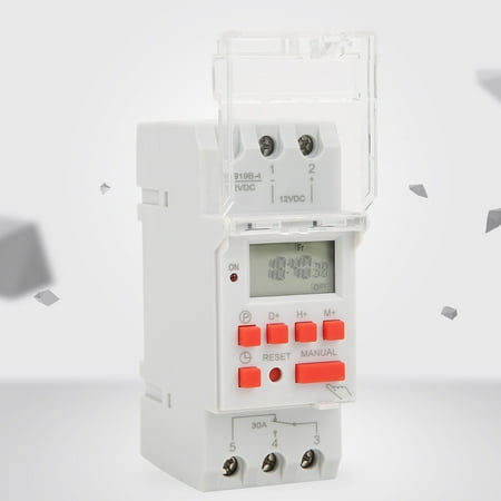 M Buder 12V DC 30A Weekly Timer Switch Digital LCD Programmable On Off Relay Time Controller with Countdown Function 5000W High Capacity Power Supply Control for Industrial Appliances