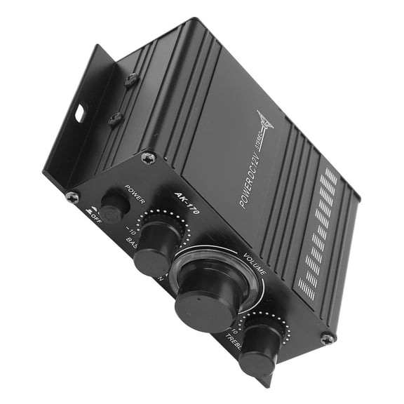 M Buder 12V Mini Power Amplifier Distortion Free Clear Sound Portable 20W Aluminum Amplifier for Car Or Home MP3 Player Black