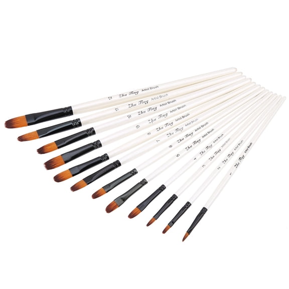 M Buder 12pcs Drawing Brush Pen Set Art Gouache Water Color Oil Painting Tools Synthetic Nylon Hair Wood Handle (11.8 inches / 30 cm) Filbert Shape Painting Art Brushes For Professionals[cite: 1]