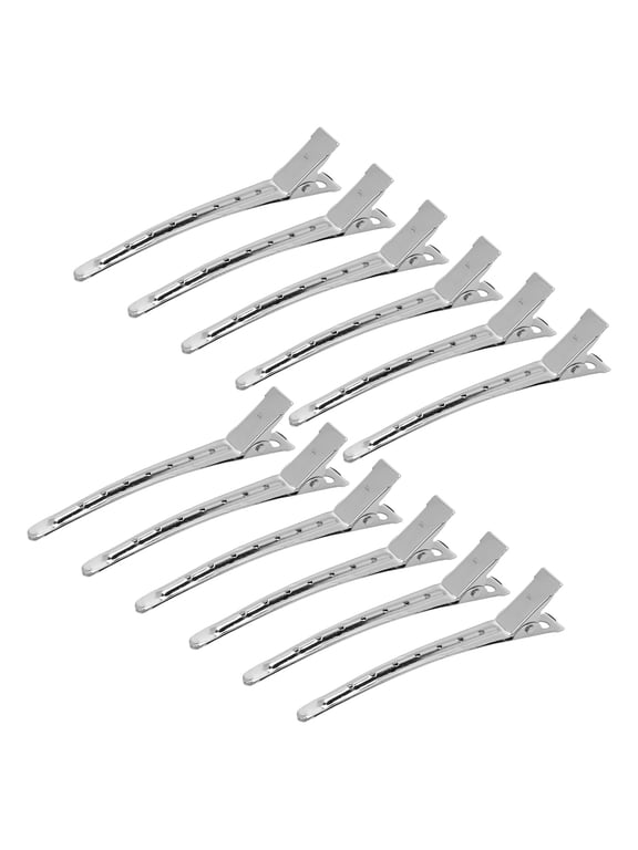 12pcs Duckbill Clip Professional Stainless Steel Home Salon Portable Hair Sectioning Clip Styling Tool, 3.9 inches / 10 cm