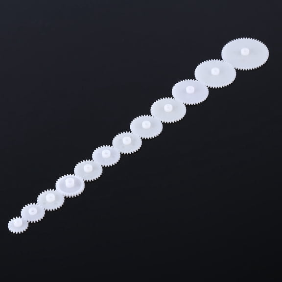 M Buder 12pcs Plastic Gears Kits Motor Gear Set Assembly for Robot Toy Automobile Cars DIY Replacement Parts (0.39 oz / 11.17 g) White 0.5 Modulus 12 Sizes Included