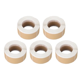 M Buder 1300 Pcs Blank Kraft Label Stickers, 2x1 in / 5x2.5 cm Self Adhesive Roll Labels for Mason Jars, Bottles, Food Containers, Scrapbooks, and Folders - 5 Rolls Included