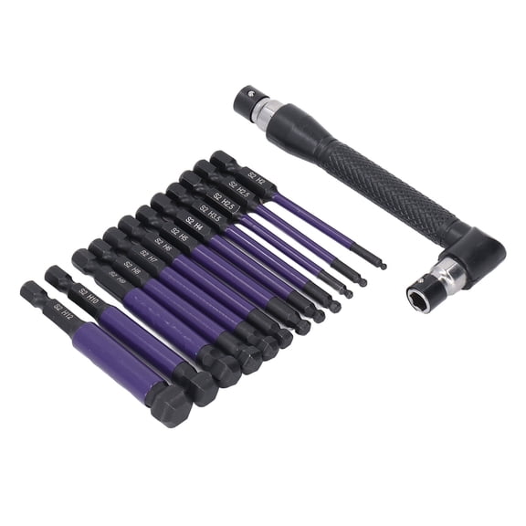 M Buder 13PCS Hex Ball Bit Set, 1/4 Inch S2 Alloy Steel Ball End Hex Head Screwdriver Drill Bits for Power Tools and Hand Wrenches, Size 5.9 inches / 15 cm