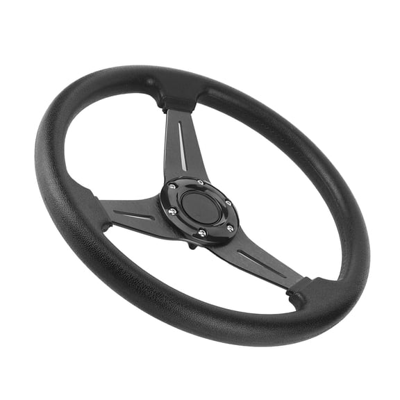 M Buder 14 inches / 350 mm Racing Car Drifting Steering Wheel, Universal Modified Accessory, Polyurethane and Aluminum Alloy Construction, Heavy-Duty Retrofitting Part for Auto Vehicles - Black