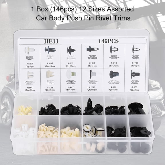 M Buder 146pcs 12 Sizes Car Door Bumper Push Pin Rivet Trim Clip Panel Push Retainer Kit for Toyota [cite: 1]