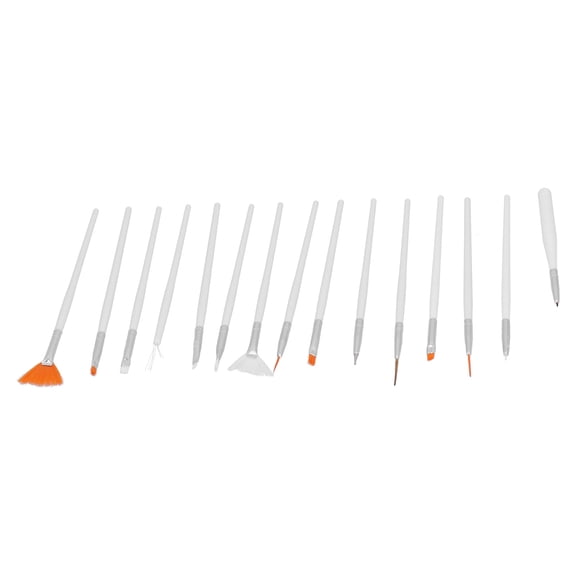 M Buder 15 Pieces Professional Nail Art Brush Set White Nylon Hair Nail Liner Drawing Painting Brushes Versatile Manicure Tools for DIY Home Salon Use Perfect for Fine Lines