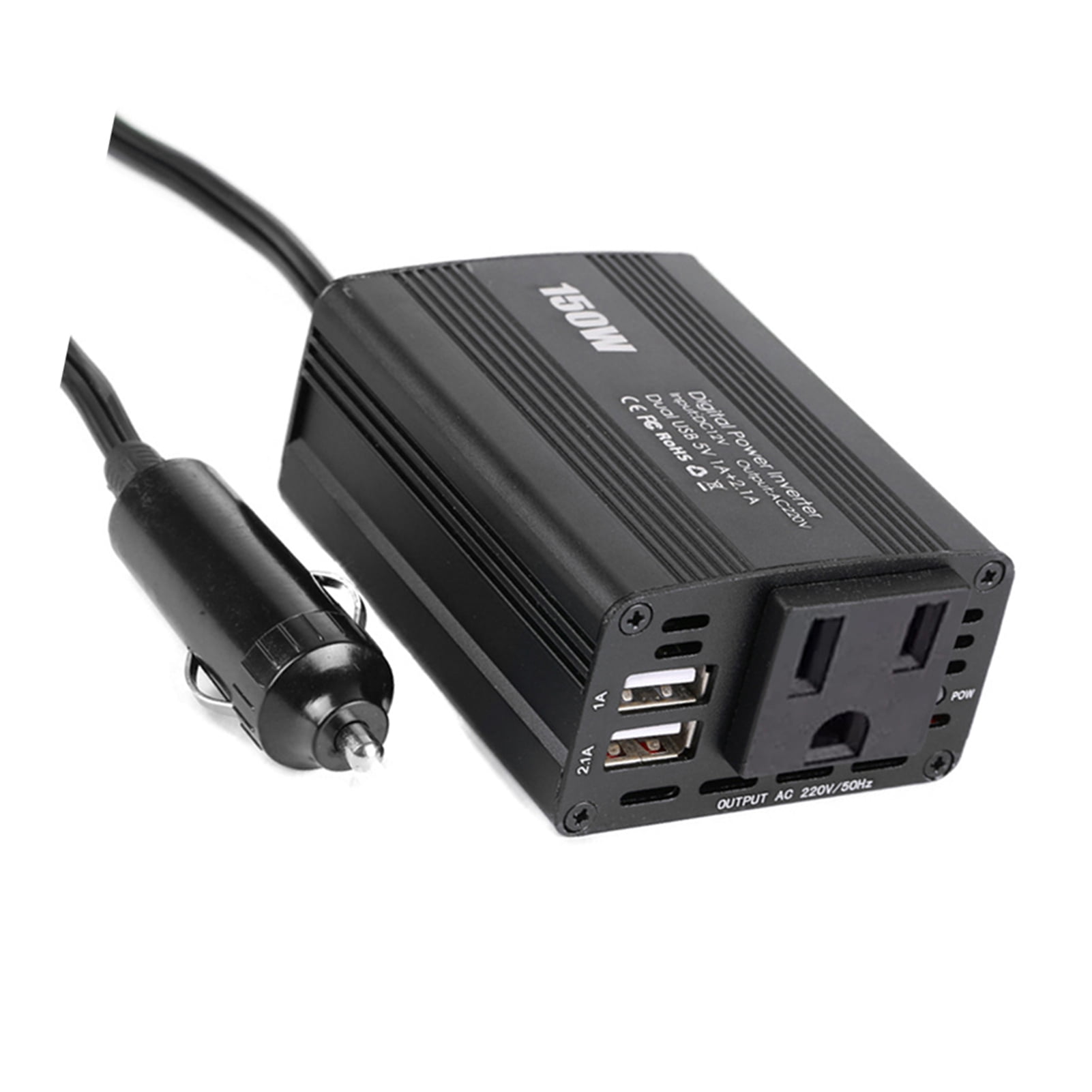 M Buder 150W Car Power Inverter 12V to 110V Modified Sine Wave Converter with 2 USB Ports for Car Truck RV Automobile Electrical Transformer, Black