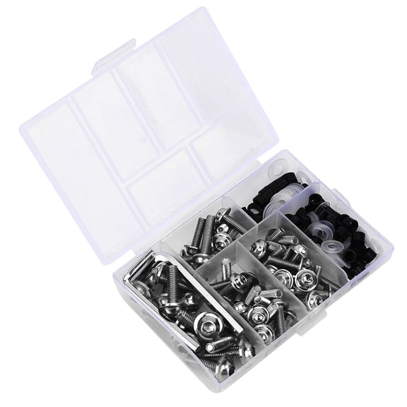 M Buder 158 Pcs Universal Motorcycle Fairing Bolts Fasteners Clips Screws Kit, Aluminum and ABS Plastics Bodywork Screws, Silver (4.72 inches / 12 cm)