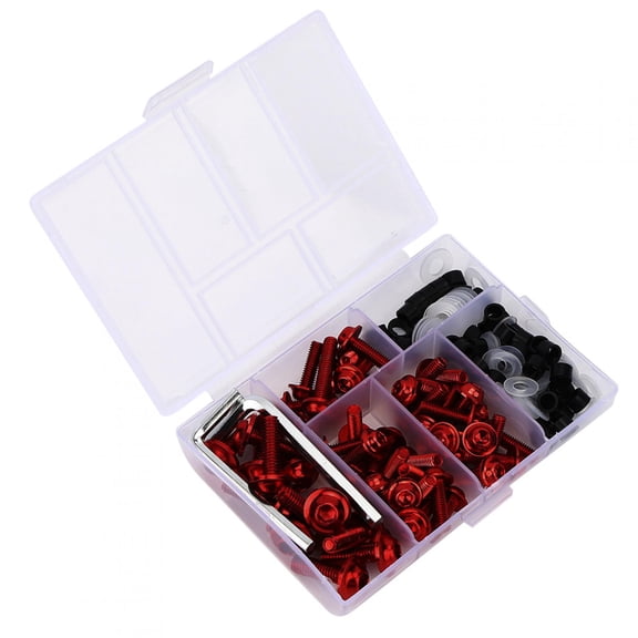 M Buder 158 Pcs Universal Motorcycle Fairing Bolts Fasteners Clips Screws Kit, Aluminum and ABS Plastics Bodywork Screws, Red (5.51 inches / 14 cm)