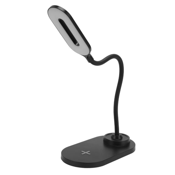 M Buder 15W LED Desk Lamp with Wireless Charger Flexible Gooseneck Table Lamp Touch Control 3 Brightness Levels for Home Office, Black (7.09 inches / 18 cm)