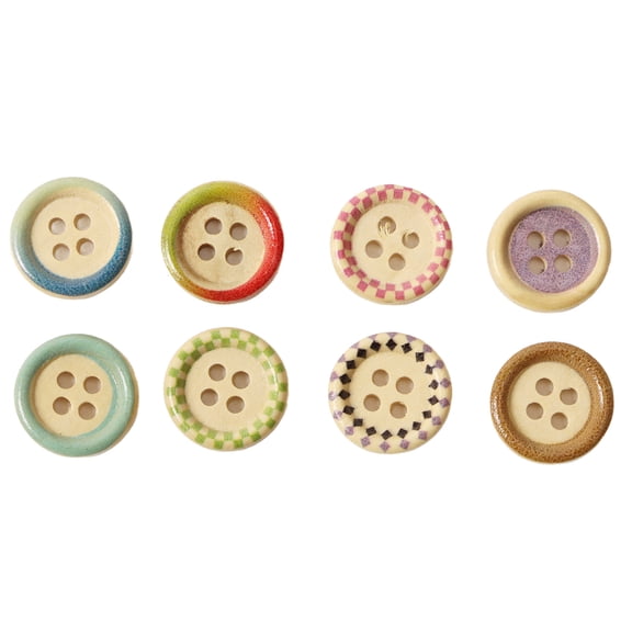 M Buder 15mm 400pcs Wooden Buttons Round Handcraft Craft Printed Buttons Sew On Buttons Jewelry Accessory for DIY Projects (0.6 inches)