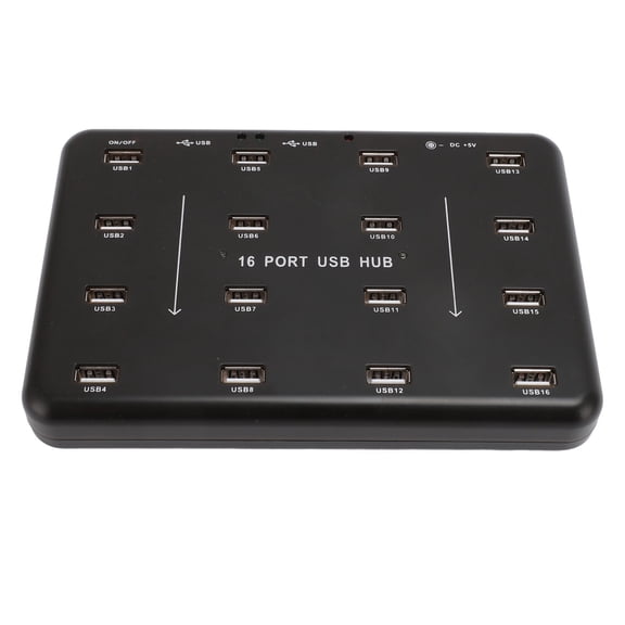 M Buder 16-Port USB 2.0 Hub, Powered USB Splitter for Flash Drive Testing & Duplication, Memory Card Hard Disk Data Copier with Power Adapter, US Plug