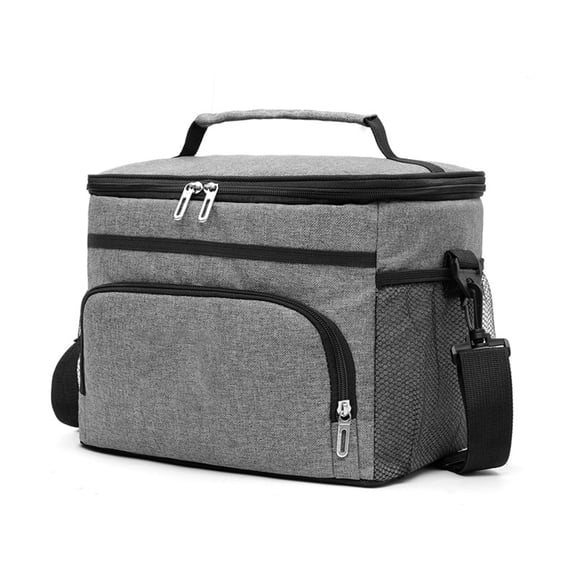 M Buder 16L Big Capacity Leak Proof Lunch Bag, Thermal Large Picnic Cool and Warm Insulated Pack, Outdoor Food and Beverage Storage Shoulder Bag Gray (11.4 x 9.4 x 8.7 inches / 29.0 x 24.0 x 22.0 cm)