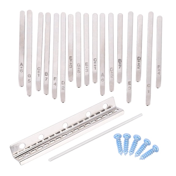 M Buder 17 Note Kalimba Thumb Piano Stainless Steel Keys Set Musical Instrument DIY Replacement Parts With Screws Bridge Saddle For Luthiers (4.3 inches / 10.9 cm Saddle Length)