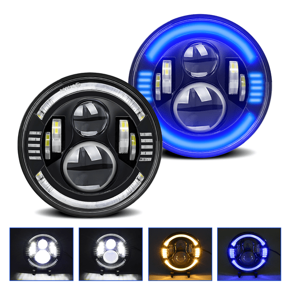 M Buder 1Pcs 7 Inches / 17.78 cm Car Motorcycle LED Headlight DRL Turn Signal Low High Beam Round Replacement for Jeep Wrangler JK TJ Mazda Chevy