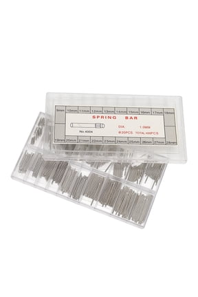 1mm Metal Watch Band Spring Bars, Solid Metal Strap Link Pins Repairing Accessory Tool Kit for Watchmakers, Multi-Size 8mm to 27mm Replacement Parts with Storage Box