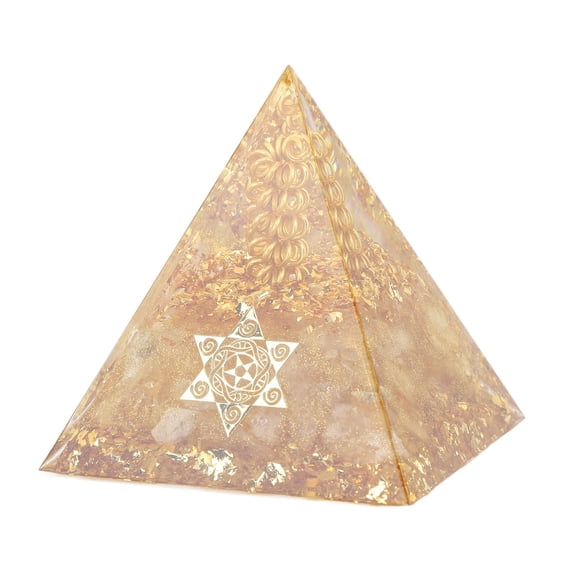 M Buder 2.4-Inch Orgonite Crystal Pyramid Energy Generator Wire Handmade Desktop Decorative Figurine for Wealth