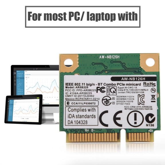 M Buder 2.4G Bluetooth 4.0 WIFI 2 in 1 Wireless Network Card for Mini PCI-E Card Slot up to 300 Mbps Adapter for Laptop Desktop PC