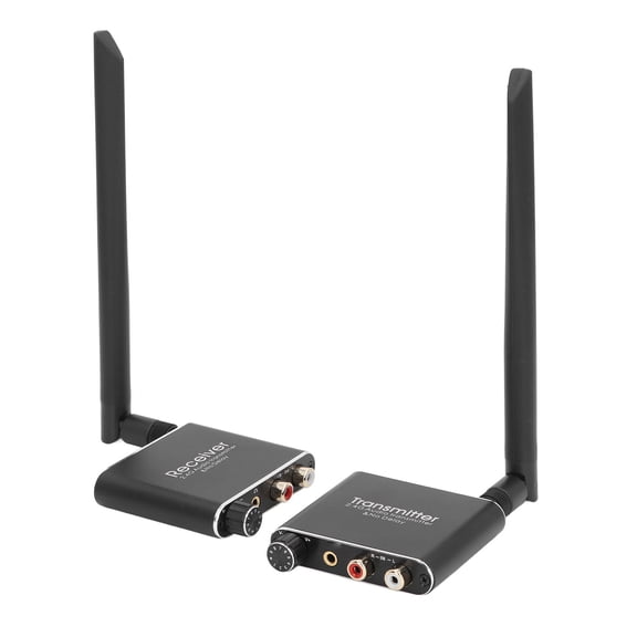 M Buder 2.4G Wireless Audio Transceiver No Delay Audio Transmitter Receiver Adapter RCA 3.5mm Input Output 100-240V US Plug Long Range up to 164ft for Home Stereo Systems