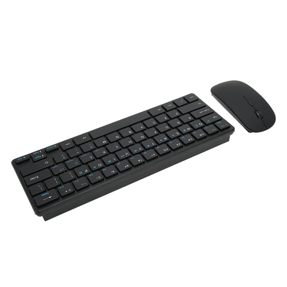 M Buder 2.4G Wireless Keyboard and Mouse Combo Set, Ergonomic 64 Key Ultra-Thin Keyboard, 3 Adjustable DPI (800/1000/1200) Optical USB Mouse for Desktop PC Laptop Tablet, Black
