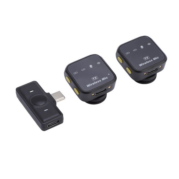 M Buder 2.4G Wireless Lavalier Microphone System with Noise Cancelling for Live Streaming, Vlogging, and Karaoke - Dual Mic Setup with Charging Case and Real-Time Earphone Monitoring