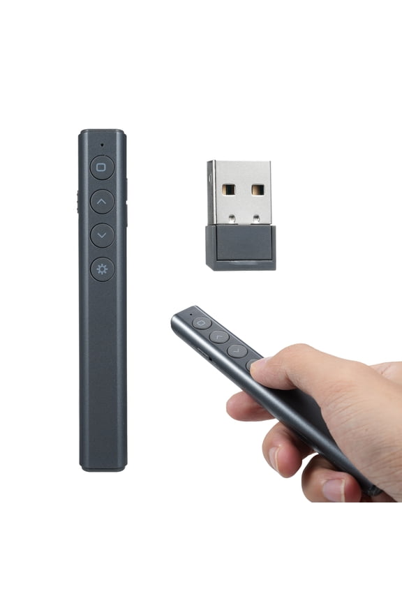 2.4G Wireless Presentation Remote Clicker for PPT Presentations with Red Laser Pointer, Up to 100 Meters Range, Plug and Play Support for Teaching and Business Conferences, Black Color