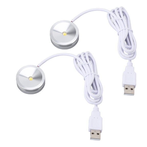 M Buder 2-Pack Mini LED Display Spotlight, 5V USB Plug-in Cabinet Light with 4.2ft Cable, White Light for Jewelry Showcase & Shelf