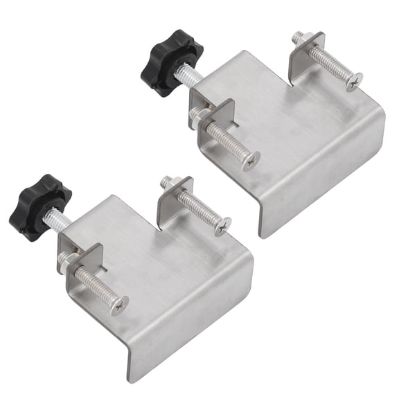 M Buder 2 Pcs Cabinet Door Mounting Jig, 2mm / 0.08 in Thickness Stainless Steel Installation Positioner, 1-39mm / 0.04-1.54 in Clamping Range Tool for Woodworking Alignment