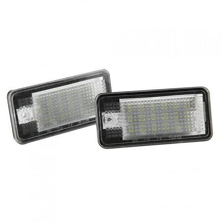 M Buder 2-Piece 3W 12V White LED License Plate Light Lamp for Audi A3 A4 A6 Q7, 6000K Color Temperature, High Brightness Vehicle Replacement Part