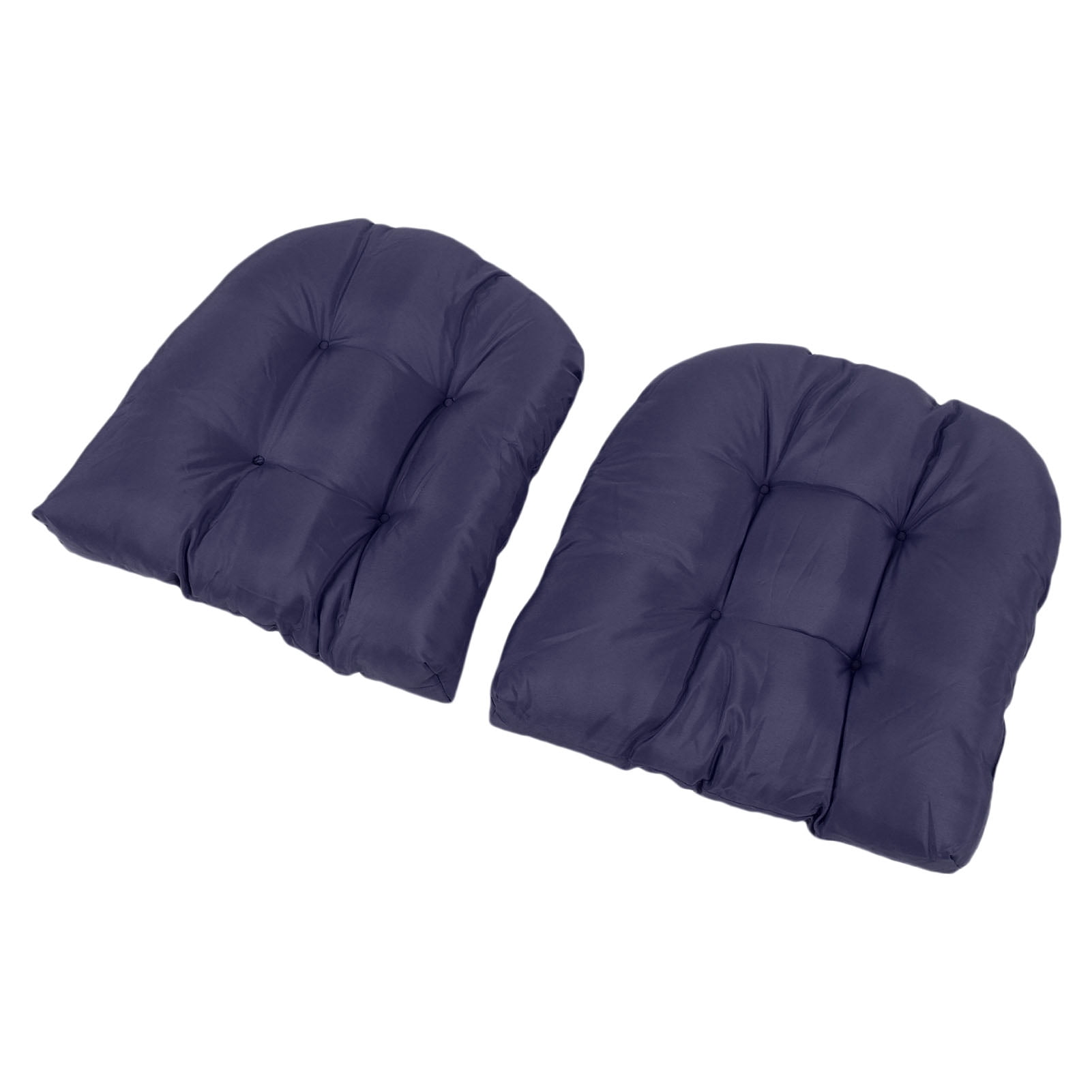 M Buder 2-Piece Outdoor Chair Cushions Tufted Patio Furniture Cushions, Waterproof Thick U-Shaped Seat Pads, 18.9 x 18.9 Inches / 48 x 48 cm, Navy Blue