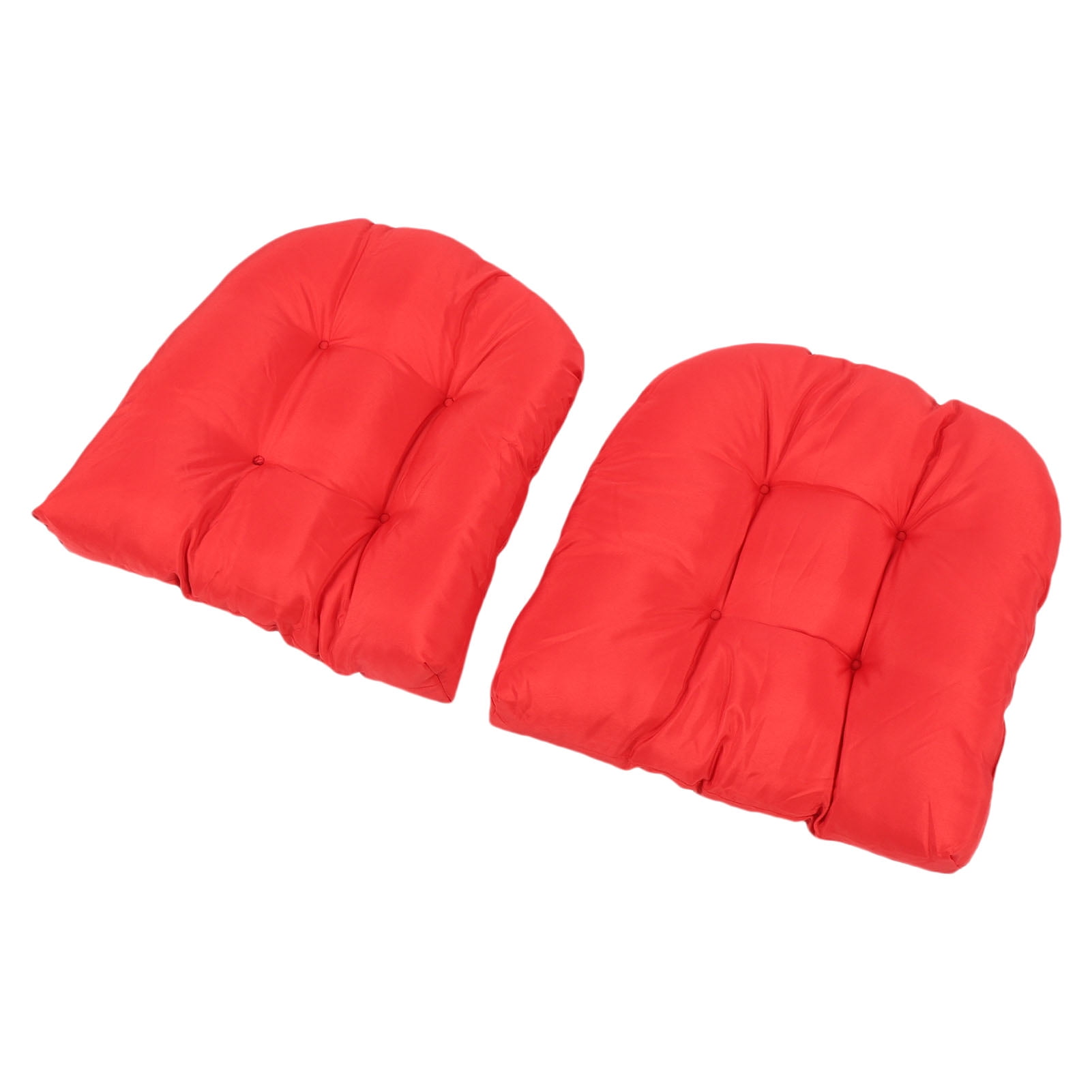 M Buder 2-Piece Outdoor Chair Cushions Tufted Patio Furniture Cushions, Waterproof Thick U-Shaped Seat Pads, 18.9 x 18.9 Inches / 48 x 48 cm, Vibrant Red