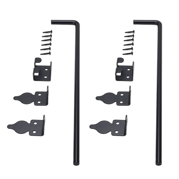 M Buder 2 Set Cane Bolt Gate Drop Rod 18 inches / 45.7 cm Wood Fence Heavy Duty Hardware Ground Latch Metal Stopper Iron Gate Pin for Securing Double Doors and Single Fences