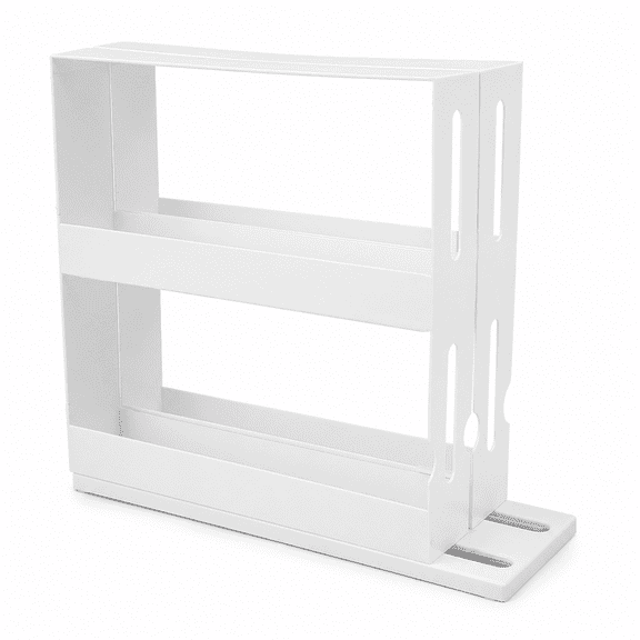 M Buder 2 Tier Pull Out Spice Rack Organizer for Cabinet,Sliding Kitchen Organizer with 360 Rotating Shelves for Countertop and Pantry