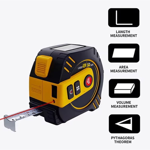 M Buder 2-in-1 Digital Tape Measure with Laser Distance Meter 130ft / 40m Retractable AutoLock Measuring Tape 16ft / 5m LCD Backlit Display 4 Measurement Modes Built-in Battery